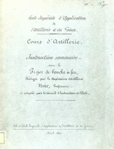 Cours d'artillerie. Instruction sommaire sur le projet de bouche à feu