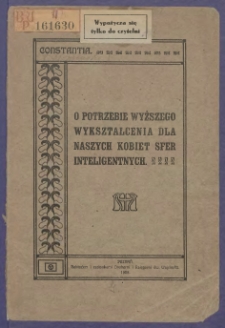 O potrzebie wykształcenia dla naszych kobiet sfer inteligentnych