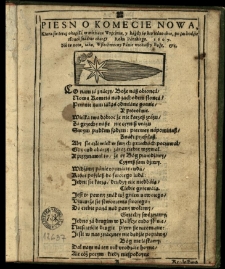 Piesn o komecie nowa, ktora sie teraz okazała w miesiącu wrześniu [...] roku [...] 1607 [...]