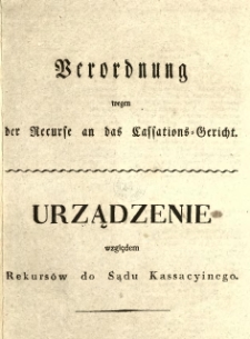 Verordnung wegen der Recurse an das Cassations-Gericht