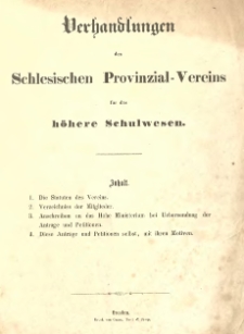 Verhandlungen des Schlesischen Provinzial-Vereins für das höhere Schulwesen