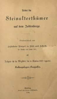 Ueber die Steinalterthümer auf dem Zobtenberge