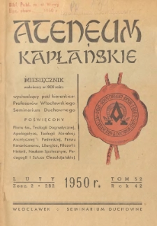 Ateneum Kapłańskie. 1950 R.42 T.52 z.2