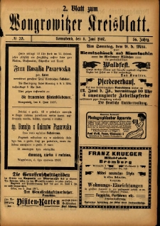 2. Blatt zum Wongrowitzer Kreisblatt 1907.06.08 Jg.53 Nr23