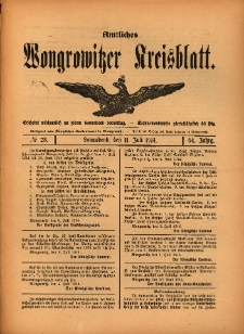 Amtliches Wongrowitzer Kreisblatt. 1914.07.11 Jg.64 Nr28