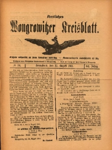 Amtliches Wongrowitzer Kreisblatt. 1914.08.22 Jg.64 Nr34