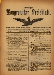 Amtliches Wongrowitzer Kreisblatt. 1915.12.11 Jg.54 Nr50
