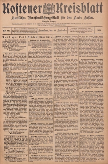 Kostener Kreisblatt: amtliches Veröffentlichungsblatt für den Kreis Kosten 1905.09.30 Jg.40 Nr117
