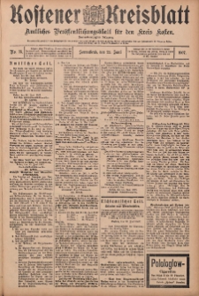 Kostener Kreisblatt: amtliches Veröffentlichungsblatt für den Kreis Kosten 1907.06.22 Jg.42 Nr75