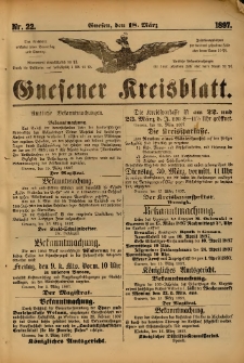 Gnesener Kreisblatt. 1897.03.18 Nr22