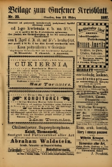 Beilage zum Gnesener Kreisblatt. 1897.03.21 Nr23