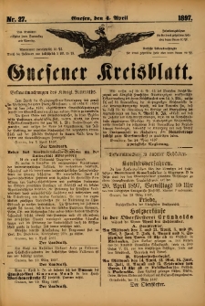 Gnesener Kreisblatt. 1897.04.04 Nr27