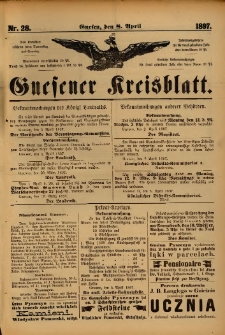 Gnesener Kreisblatt. 1897.04.08 Nr28