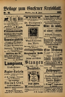 Beilage zum Gnesener Kreisblatt. 1897.06.06 Nr45