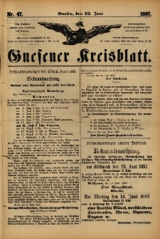 Gnesener Kreisblatt. 1897.06.13 Nr47