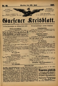 Gnesener Kreisblatt. 1897.06.20 Nr49