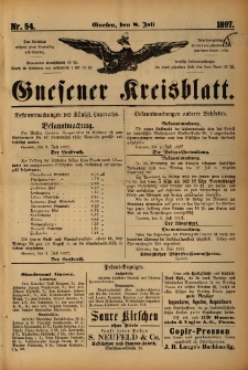 Gnesener Kreisblatt. 1897.07.08 Nr54
