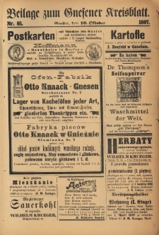 Beilage zum Gnesener Kreisblatt. 1897.10.10. Nr81