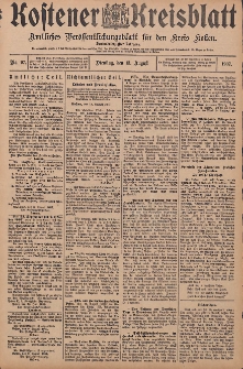Kostener Kreisblatt: amtliches Veröffentlichungsblatt für den Kreis Kosten 1907.08.13 Jg.42 Nr97
