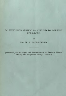 M. Sebillots system as applied to cornish folk-lore