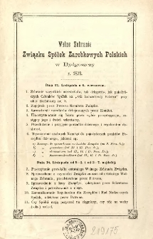 Walne zebranie Związku Spółek Zarobkowych Polskich w Bydgoszczy r. 1873.