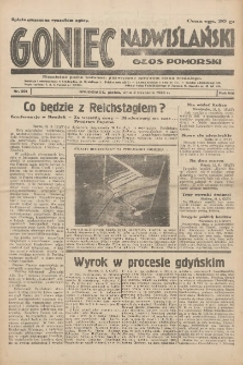 Goniec Nadwiślański: Głos Pomorski: Niezależne pismo poranne, poświęcone sprawom stanu średniego 1932.09.02 R.8 Nr201