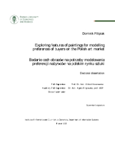 Exploring features of paintings for modelling preferences of buyers on the Polish art market