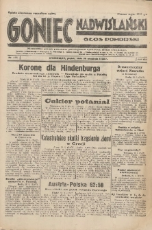 Goniec Nadwiślański: Głos Pomorski: Niezależne pismo poranne, poświęcone sprawom stanu średniego 1932.09.30 R.8 Nr225