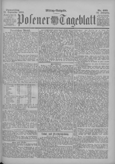 Posener Tageblatt 1899.09.14 Jg.38 Nr433