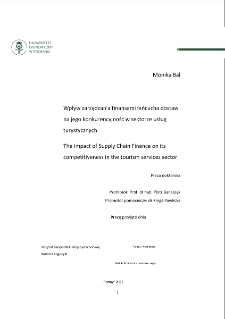 Wpływ zarządzania finansami łańcucha dostaw na jego konkurencyjność w sektorze usług turystycznych