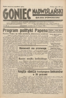 Goniec Nadwiślański: Głos Pomorski: Niezależne pismo poranne, poświęcone sprawom stanu średniego 1932.11.10 R.8 Nr259