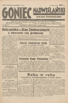 Goniec Nadwiślański: Głos Pomorski: Niezależne pismo poranne, poświęcone sprawom stanu średniego 1932.12.11 R.8 Nr285