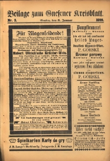 Beilage zum Gnesener Kreisblatt. 1899.01.08 Nr3