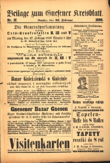 Beilage zum Gnesener Kreisblatt. 1899.02.26 Nr17
