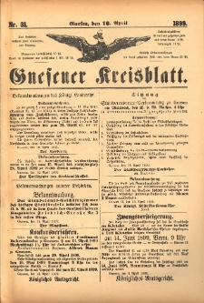 Gnesener Kreisblatt. 1899.04.16 Nr31
