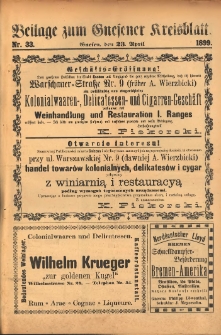 Beilage zum Gnesener Kreisblatt. 1899.04.23 Nr33