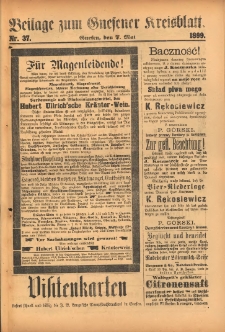 Beilage zum Gnesener Kreisblatt. 1899.05.07 Nr37