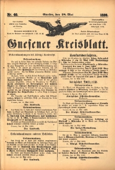 Gnesener Kreisblatt. 1899.05.18 Nr40