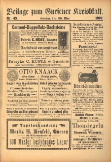 Beilage zum Gnesener Kreisblatt. 1899.05.28 Nr43