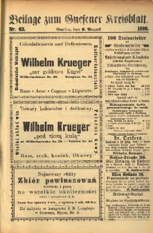 Beilage zum Gnesener Kreisblatt. 1899.08.06 Nr63