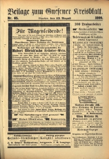 Beilage zum Gnesener Kreisblatt. 1899.08.13 Nr65