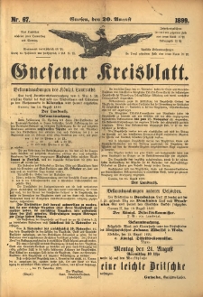 Gnesener Kreisblatt. 1899.08.20 Nr67
