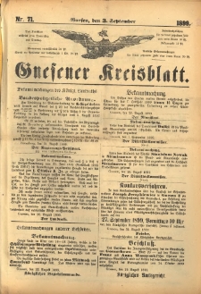 Gnesener Kreisblatt. 1899.09.03 Nr71