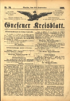Gnesener Kreisblatt. 1899.09.14 Nr74
