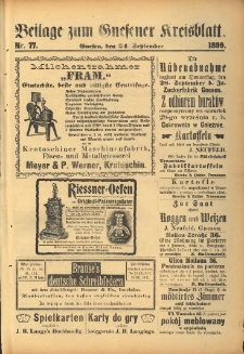 Beilage zum Gnesener Kreisblatt. 1899.09.24 Nr77