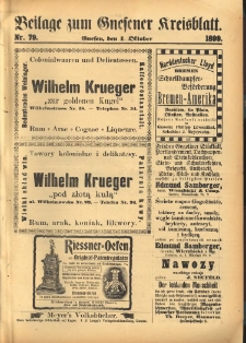 Beilage zum Gnesener Kreisblatt. 1899.10.01 Nr79