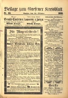 Beilage zum Gnesener Kreisblatt. 1899.10.15 Nr83