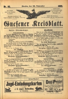 Gnesener Kreisblatt. 1899.11.16 Nr92