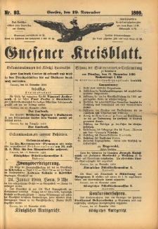 Gnesener Kreisblatt. 1899.11.19 Nr93