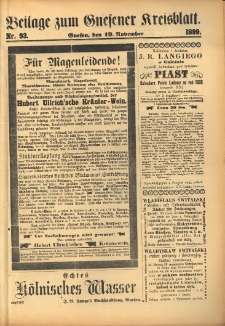 Beilage zum Gnesener Kreisblatt. 1899.11.19 Nr93